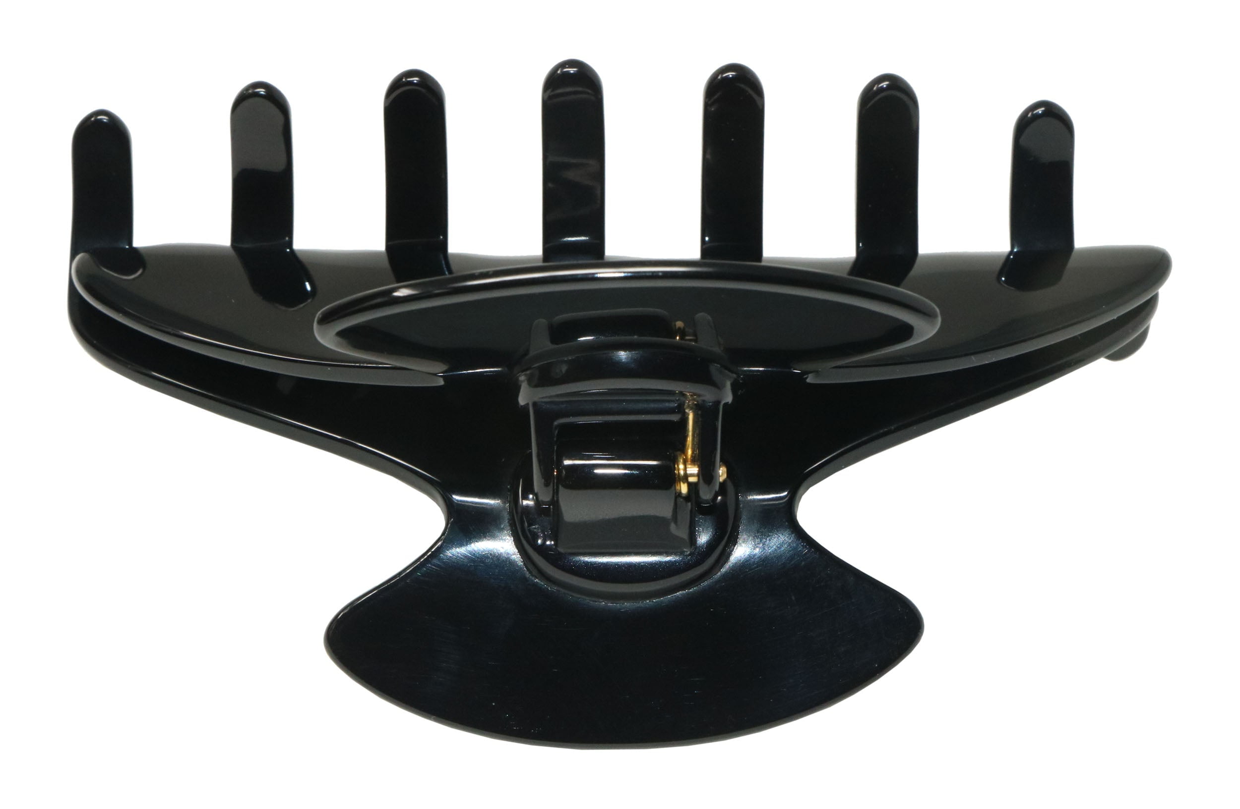 French Amie Extra Large Long Black Handmade Covered Spring Jaw Hair Claw