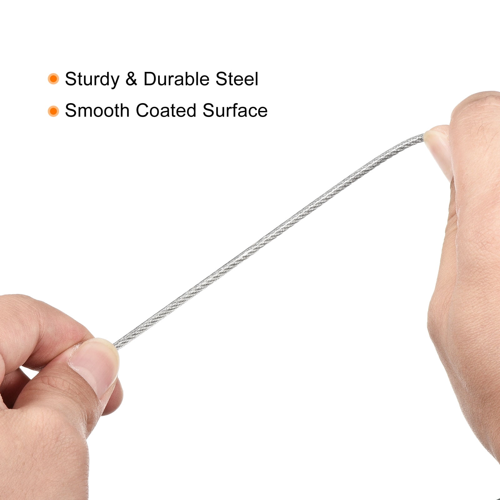 Unique Bargains Coated Security Steel Cable Lock Wire Rope Double Loop Transparent 2.5mmx2m