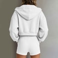 thumbnail image 6 of WAGUTH 2 Piece Sets for Women Cropped Full-Zip Drawstring Hooded Jacket & Elastic High Waist Shorts with Pockets Casual Loungewear Tracksuit, 6 of 6