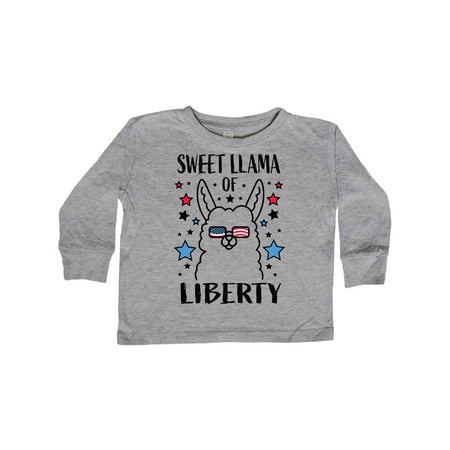 

Inktastic Sweet Llama of Liberty with Llama and Stars Gift Toddler Boy or Toddler Girl Long Sleeve T-Shirt