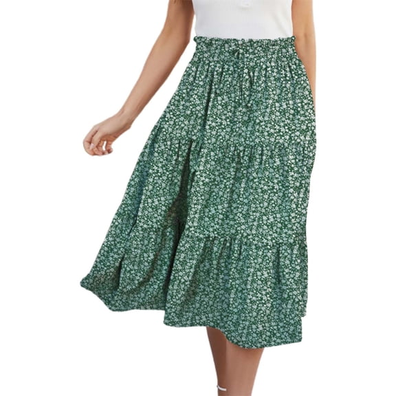 ibiyuan Flowy Skirts For Women Lightweight Bohemian Tiered Swing Midi Skirt For Women Elegant Flowing Design Comfortable Fit Casual Outings