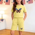 thumbnail image 2 of Yellow Butterfly American Flag Kids 4th of July Outfit 2 Piece T Shirt Shorts Set for Kids Boys Girls Patriotic Summer Clothes,Size 7 T, 2 of 9