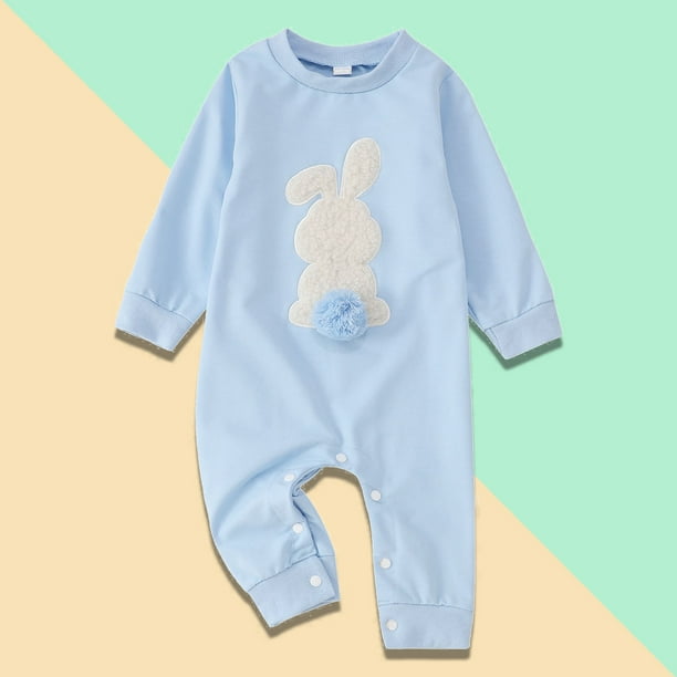Baby Easter Outfit Bunny Embroidery Easter Bunny Romper Bodysuit Jumpsuit Newborn Clothes 12-18 Months