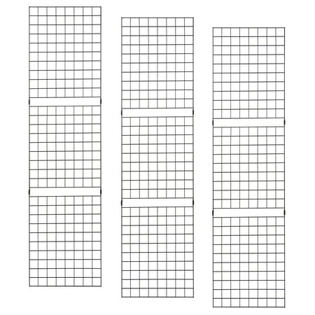 2' x 8' Black Portable Grid Panel (Pack of 3)