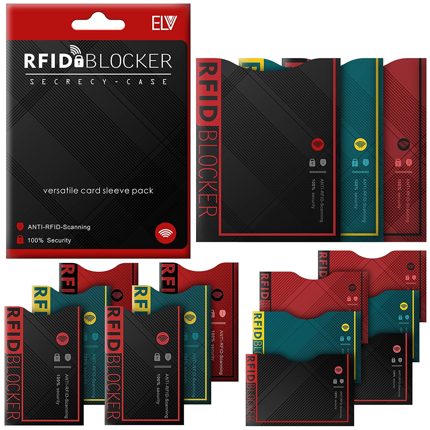 Office Products 12 Credit Card Holders & 4 Passport Protectors 16 RFID Blocking Sleeves in Fun ...