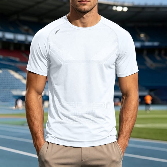 Dxzfnsa Men's Athletic T-Shirts Mens Quick Dry Solid Color Workout Shirts Moisture Wicking Short-Sleeve Lightweight Sports Running Tee Tops