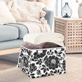 thumbnail image 5 of Foldable Fabric Storage Bin With Handle Collapsible Basket Box Storage With Lid Organizer Stenciled Floral Design, 5 of 7