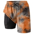 thumbnail image 3 of SGMVNU Men's Swim Trunks with Compression Liner Elastic Waist Beach Board Shorts Swimsuit Swimwear for Men with Pocket, Orange, Size 2XL, 3 of 4