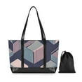 thumbnail image 7 of FORMRS Canvas Laptop Tote Bag for Women with 15.6" Computer Compartments Shoulder Handbag, Dark Cubes, 7 of 7