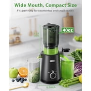 Juicer Machine with 4.35 Wide Mouth, Aeitto Cold Press Juicer Machine for Fruits and Vegetables, Slow Masticating Juicer Whole Fruit Juice Maker, High Juice Yield, Easy to Clean with Brush, Coal