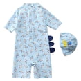 thumbnail image 4 of Gerichy Boys Swim Set, 2T 3T 4T 5T Swimsuit Boys Children Swimwear Boys Cartoon Breathable Boys Shortsleeved Sunscreen Swimsuit Swimming Cap, 4 of 5