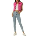 thumbnail image 2 of INSPIRE CHIC Women's Padded Vest High Stand Collar Lightweight Zip Crop Jacket Puffer Vest M Hot Pink, 2 of 6
