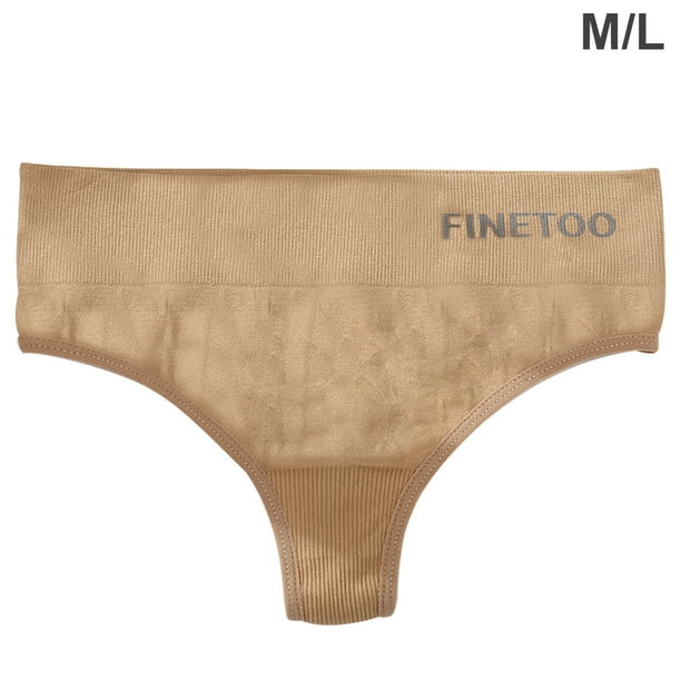 Bragas de algodón de cintura baja con espalda en T para mujer, ropa interior sexy elástica sin costuras de color sólido, albaricoque, M / L seitruly AP001138-05B