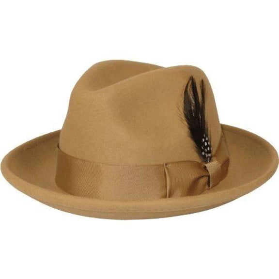 Men's Milani Wool Fedora Hat Soft Crushable Lined FD219 Tan Camel