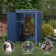 thumbnail image 5 of GangMei Metal Outdoor Storage Shed 4FT x 4FT, Steel Utility Tool Shed Storage House with Lockable Door, Metal Sheds Outdoor Storage for Backyard, Garden, Patio (Blue)(Lean-to), 5 of 8