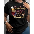thumbnail image 1 of Camiseta de cuello redondo para mujer, top informal de punto con estampado gráfico de profesora, largo regular, para todas las estaciones, camiseta deportiva de ocio., 1 of 5