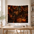 thumbnail image 5 of Pumpkins in a Black and Orange Gate Courtyard, Mysterious Gothic Style for Home Decor Fans, Autumn Lantern Art, Halloween Gift, Tapestry Wall Hanging for Bedroom and Den, 5 of 7
