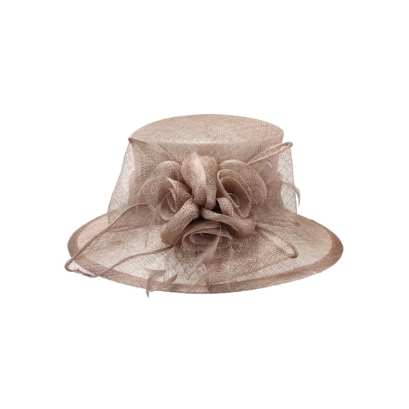 Womens 3 Rose Medium Sinamay Derby Hat - Natural