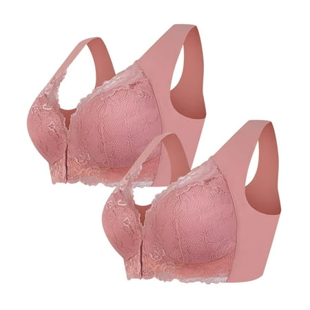 Weikingp Bras for Women  Womens No French Womens Front Close Bra T Back Plus Size Unlined Bra for Large Bust Womens Underwear Sexy Underwear for Women Clearance Pink M