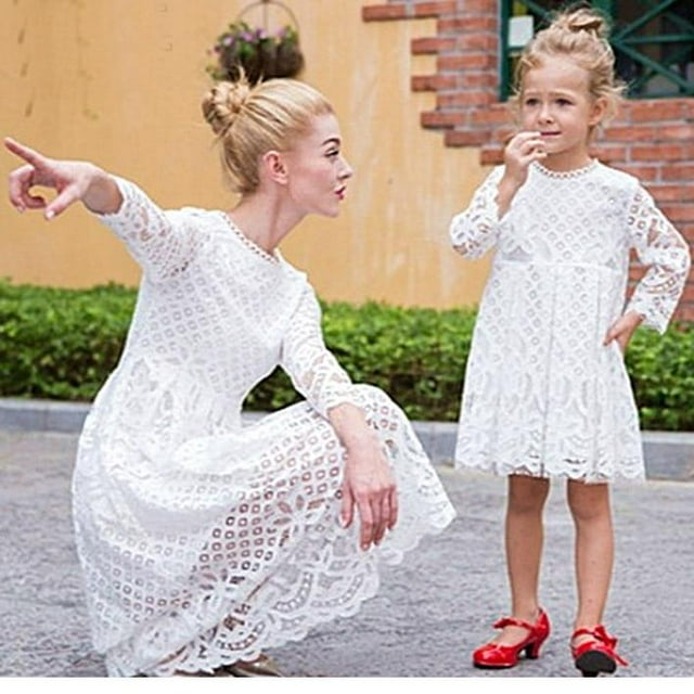 Robes en Dentelle Mère Fille Mariage Tenue Maman et Moi