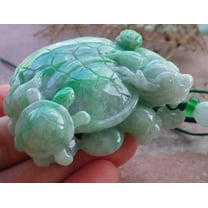 Certified Green Burma 100% Natural A Jade jadeite Pendant Display Dragon Turtle Money Coin Neckalce 666510 TN