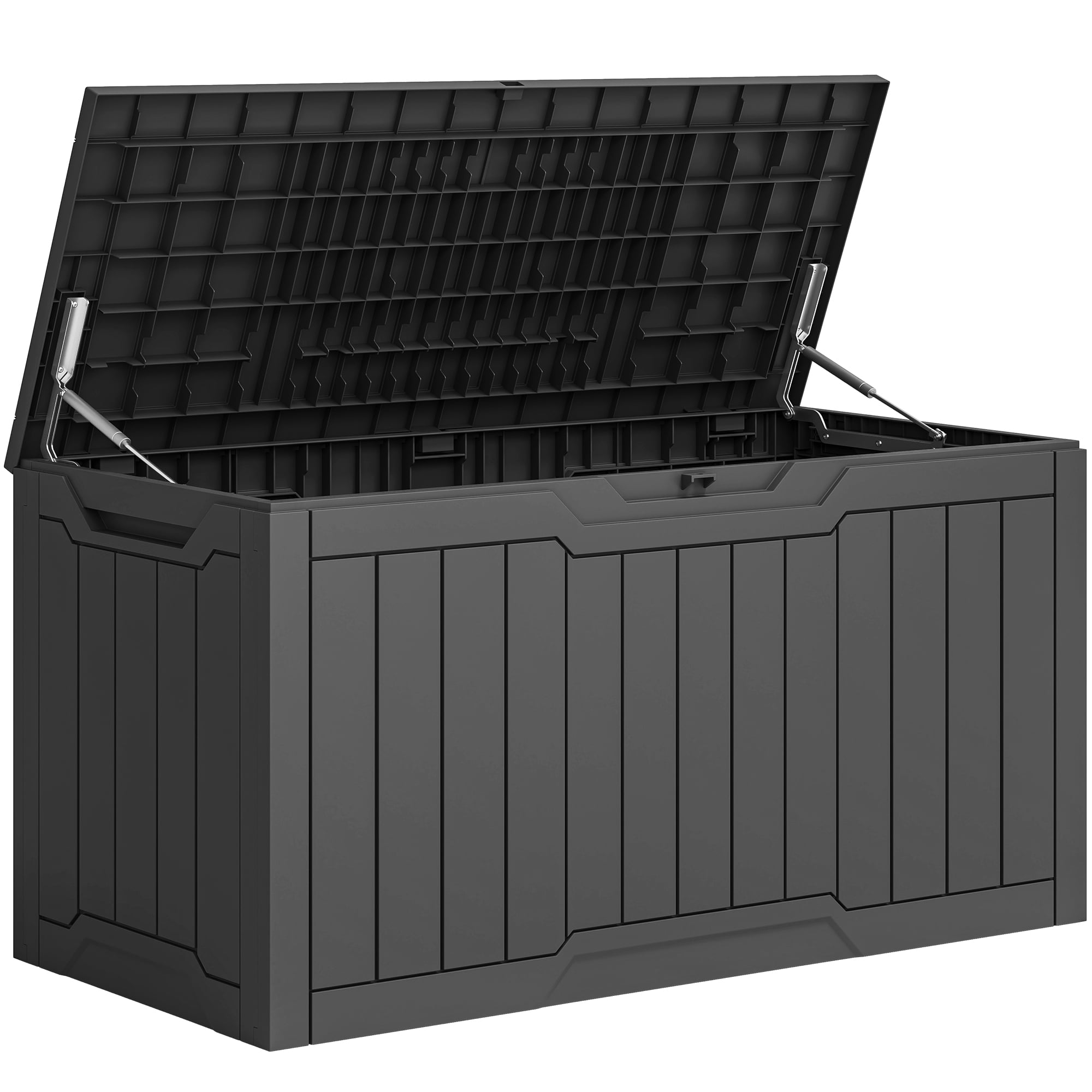 Uforic 100 Gallon Resin Deck Box, Outdoor Weatherproof & Lockable, Dark Gray