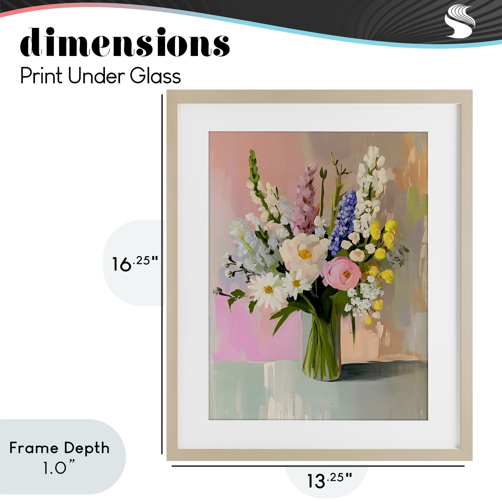 Stupell Industries Glass Vase with Spring Blooms Birch Framed Print Under Glass, design by The Prints Vibe