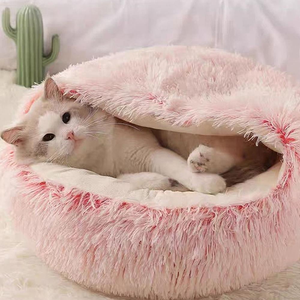 NOVELAR Warm Cat Bed, 15.6 Inch Portable Pet Nest, Stress-Relief Sleeping Spot for All Cat Sizes