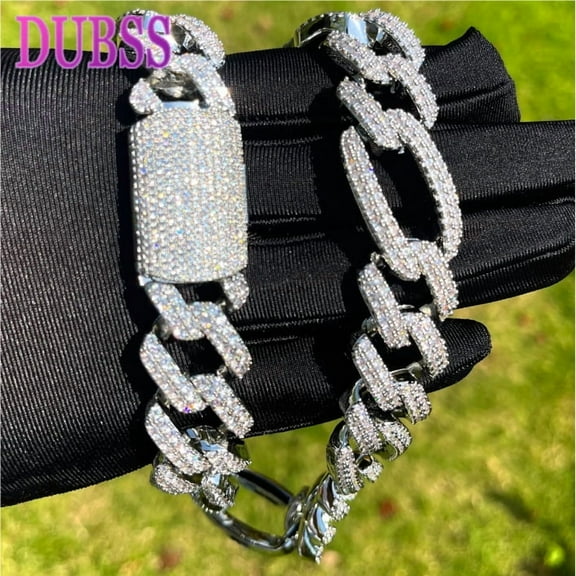 DUBSS Iced Out Cuban Link Chain for Men Figaro Necklace Choker Charms Bling Hip Hop Jewelry