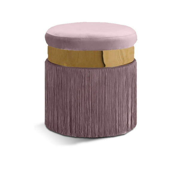 Meridian Furniture Yasmine Contemporary Velvet Ottoman/Stool in Pink