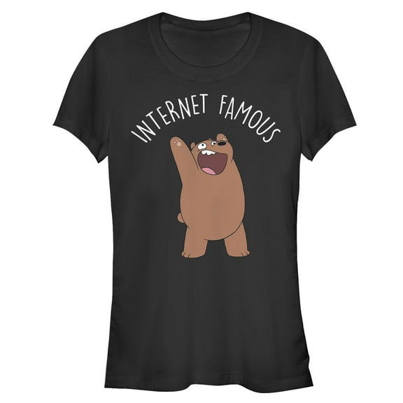 Junior's We Bare Bears Grizzly Internet Famous  Graphic Tee Black X Large