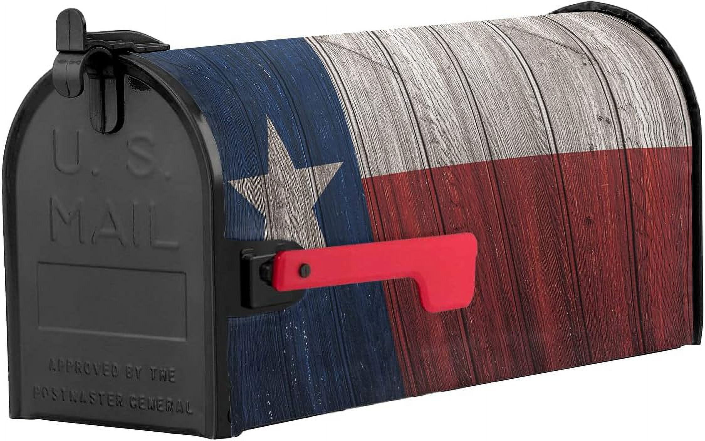 Mailbox Cover Magnetic Mailbox Wraps, Vintage Wood Texas Flag Mailbox Covers Standard Size 18x21 Inch Mail Wrap Post Letter Box Decoration for Outdoor Gardern Yard