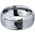 thumbnail image 2 of Tungsten Heart Yin Yang Dog Cat Lovers Band Ring 8mm Men Women Comfort Fit Gray Step Bevel Edge Brushed Polished, 2 of 4