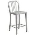 thumbnail image 3 of (4 pack) Flash Furniture 24" Commercial Grade Metal Modern Counter Height Stool with Footrest, Silver, 3 of 14