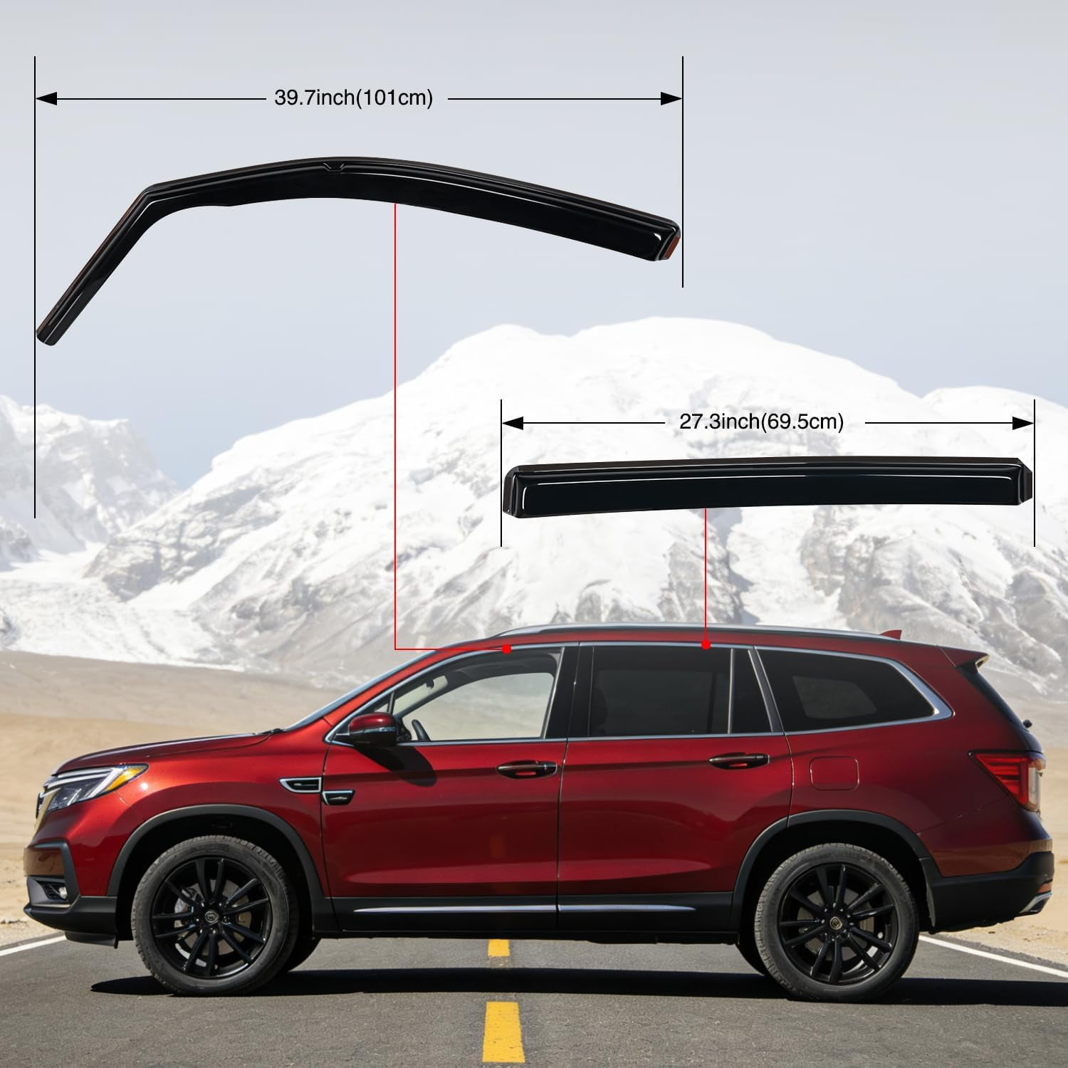 Nilight in Channel Rain Guards for Honda Pilot 2016-2022 Sport/EX-L/Special Edition/Trail Sport, Honda Passport 2019 2020 2021 2022 2023 Original Window Deflectors, Vent Window Visors-4PCS