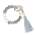 thumbnail image 1 of Silicone Keychain Bracelet With Leather Tassel Wristlet Key Ring Bangle Bead Accessory For Women And Girls, 1 of 4
