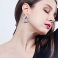 thumbnail image 4 of Oval Cluster CZ Silver Plated Cubic Zirconia Stud Earrings Bridal Wedding Party, 4 of 9