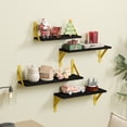 thumbnail image 2 of Fairy Floating Shelves, Rustic Wood Shelves, 4 Sets of Wall Mounted Shelf, 4.3x6.1x16.5inches, Black & Gold, 2 of 6