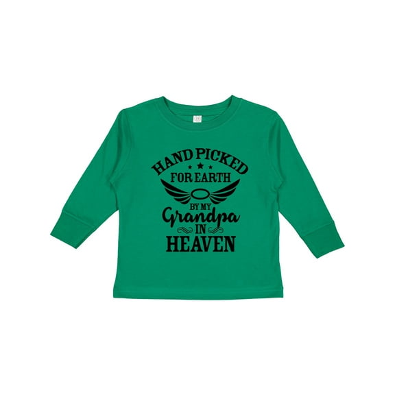 Inktastic Handpicked for Earth by My Grandpa in Heaven Angel Wings Boys or Girls Long Sleeve Toddler T-Shirt