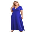 thumbnail image 4 of LEEYNEER Women Plus Size V Neck Short Sleeve Evening Dress  Elegant Party Maxi Dress, 4 of 5
