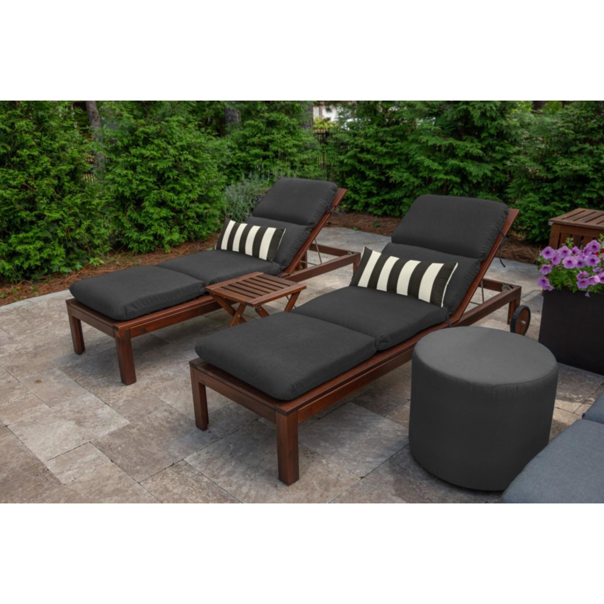 Casual Cushion Outdoor Lumbar Pillow, Striped Sunbrella Fade-Resistant for Patio Furniture & Porch Swings, 22"W x 9"L, 6" thick, Reversible, Maxim Classic