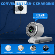 Portable Handheld Fan, Foldable Powerful Winds Turbo Fan, 4000mAh Rechargeable Mini Fan, Personal Fans with 5 Speed, Digital Display For Women Men Travel Camping Outdoor, White