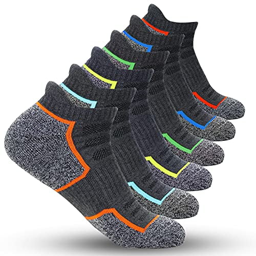 FUNDENCY 6 Pack Men's Ankle Athletic Socks Low Cut Breathable Running