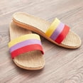 thumbnail image 4 of House Slippers for Women, Linen & Jute Open-toes Slides with Skipproof Breathable Sole (M, 7.5-8), 4 of 7