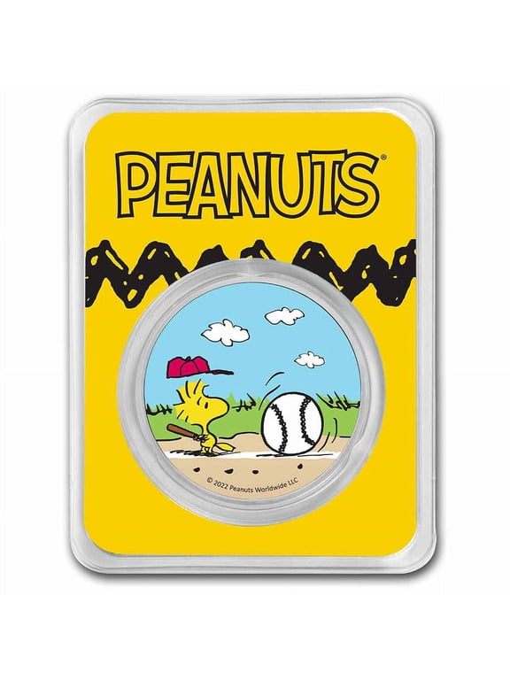 Collectible Peanuts® Baseball - Woodstock at Bat 1 oz Colorized Silver