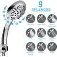 thumbnail image 3 of 3-Way High Pressure Shower Head Combo – 9 Spray Settings Handheld Shower Head and 6 Spray Settings Rain Showerhead with 60 Inch Hose, 3 of 6