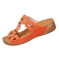 thumbnail image 2 of IEMIEMIEM Women's Wedge Sandals Slip 2026 Summer Sandals with Metallic Accents Comfortable Dressy Platform Wedges Casual Daily Walking Saffron 7 Wide, 2 of 5