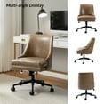 thumbnail image 6 of Vegan Leather Task Chair Swivel Home Office Chair Height Adjustable Mid-back Upholstered Nailhead Trim Bedroom Taupe, 6 of 7