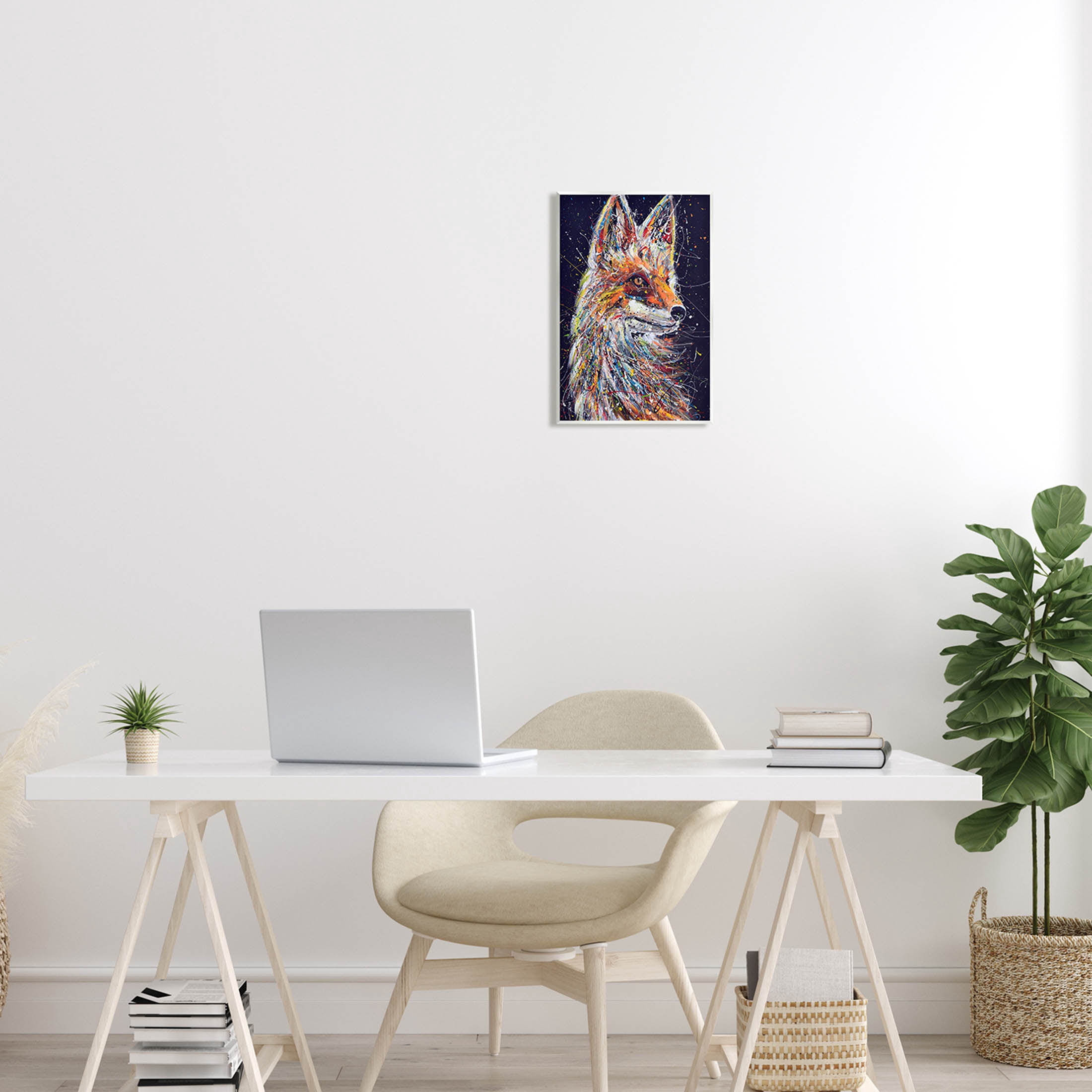 Contemporary Fox Urban Splatter Animals & Insects Painting Unframed Art Print Wall Art