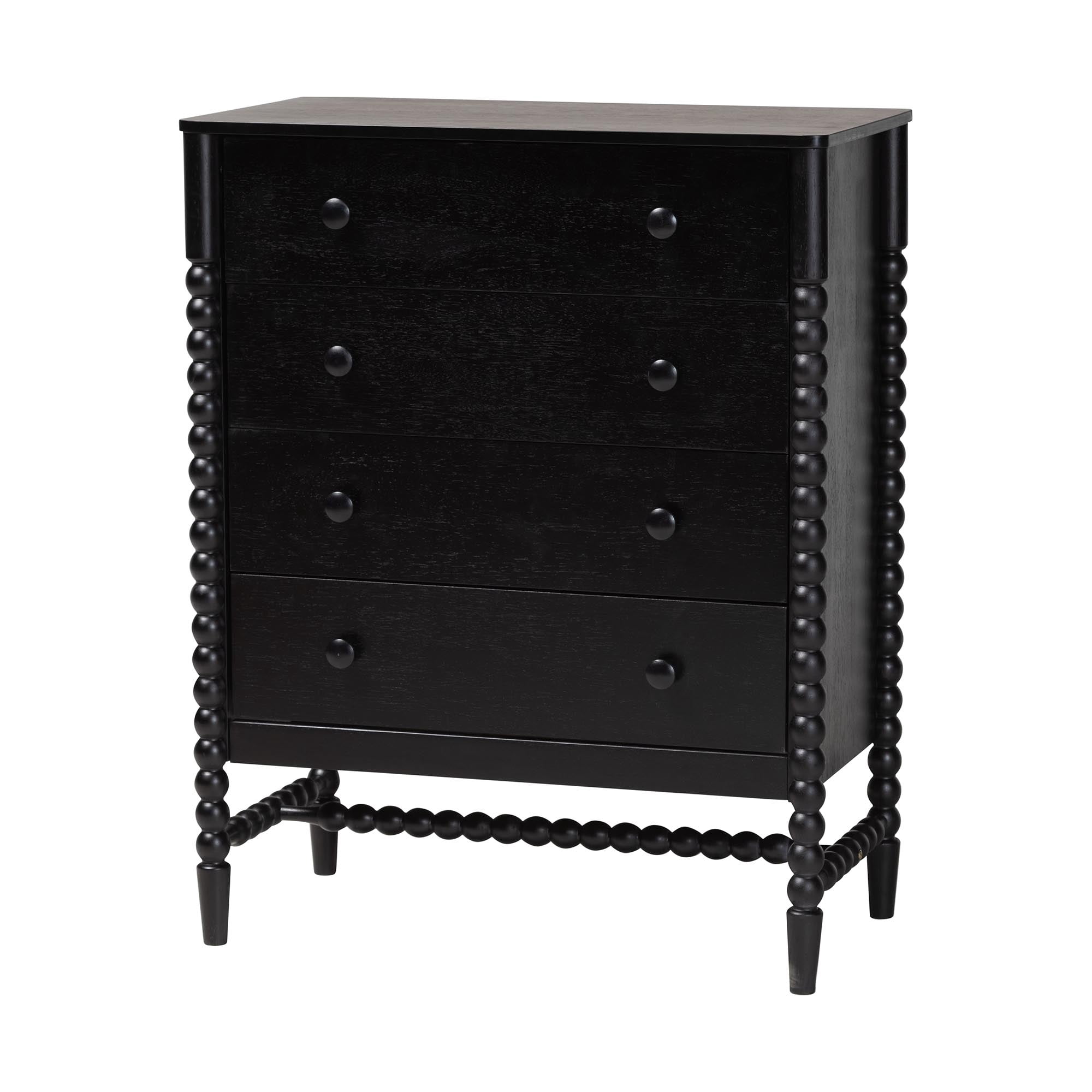 Baxton Studio Brantley Modern Farmhouse Chest, 4-Drawer, Black